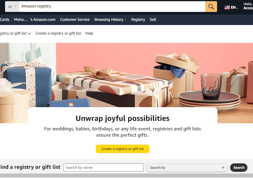 how to find registry on amazon